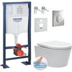 Grohe Pack WC bâti-autoportant Rapid SL + WC SAT sans bride + Abattant softclose + Plaque chrome (Autoportant-SAT-2)