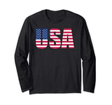 USA Flag Shirt, United States of America, Flag Letter Logo Long Sleeve T-Shirt