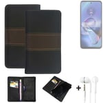 Phone Case + earphones for Motorola Moto G64 5G Wallet Cover Bookstyle protectiv