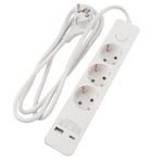 Stickpropp 3 uttag Schuko, med 2 x USB, 1,5m