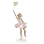 Baroni Home Statuette en résine pour Maison et Bureau, Statue en Forme de Ballerine avec Robe Rose Ballon 9,5 x 6,5 x 23,5 cm