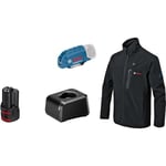 Gilet chauffant GHV 12+18V XA de Bosch Professional (avec adaptateur de charge USB GAA 12V-21 + batterie GBA 12V 2.0Ah + chargeur GAL 12V-20, dans boîte carton)