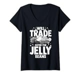 Womens Jelly Bean Funny Candy Cute Snack V-Neck T-Shirt