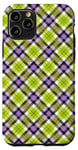 iPhone 11 Pro Purple Green Plaid Halloween Plaid Fall Autumn Pumpkins Case