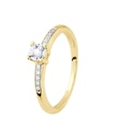 Diadema Womens Diamond Solitaire supported 0,070 Cts Illusion 1 Ct Yellow Gold set with four claws - White - Size L 1/2