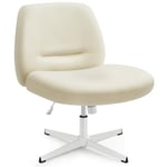 SONGMICS HOME Chaise de Bureau, Fauteuil Ergonomique, Style Moderne avec Base en Croix, Siège Large et Confortable, Hauteur Réglable, Siège Pivotant, Tissu Coton-Lin, Blanc Crème OBG046W01