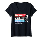 Womens Tim Walz Puts The Open In Hole 2024 Harris Walz V-Neck T-Shirt