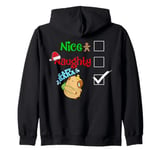 Nice Naughty Capybara Santa Family Christmas Pjs ART ON BACK Zip Hoodie