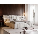 Lit Double 180x200 Deluxe - Lit Glamour, Chesterfield Lit Double avec Tiroir de Lit - Beige (Magic Velvet 2201) - Beige