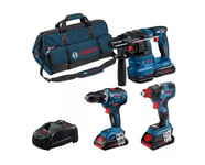 Pack 3 machine 18V (GSR55 - GBH22 - GDX200) + 3 batteries + chargeur rapide + sac - BOSCH - 0615A5003B