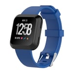 Fitbit Versa klockarmband TPE mjuk slitagetålig träningsklocka metallspänne - Mörkblå och storlek S