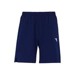 Diadora Short de Course pour Homme, Bleu foncé, Blanc, XL