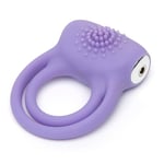 Lovehoney Luxury Vibrating Cock Ring - Stretchy Textured Double Penis Ring - 12 Function Cock Ring for Couples Sex - Gifts for Men & Couples -Rechargeable - Waterproof - Purple