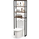 Tagère de Rangement Au-Dessus des Toilettes, Meuble wc 4 Niveaux, en Bois, Cadre en Métal, Kits Anti-basculement, Pieds Réglables, pour Salle de