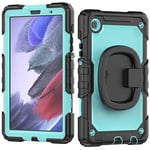 Case for Galaxy Tab A7 Lite 8.7 inch, Silicone Case with Sturdy Stand, Rotating Handle, Shoulder Strap for Samsung Galaxy A7 Lite 2021 SM-T220/T225/T227 Light Blue PC