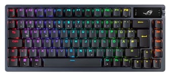 ASUS ROG Azoth Clavier de Jeu mécanique sans Fil (Facteur de Forme 75%, commutateurs ROG NX, Touches PBT Doubleshot, écran OLED, Bluetooth, 2,4 GHz RF sans Fil, USB, Disposition QWERTZ) Noir