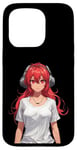 Coque pour iPhone 15 Pro Adorable fille anime avec écouteurs Chilling Gamergirl 01