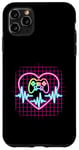 Coque pour iPhone 11 Pro Max Gamer Heartbeat Vaporwave Retro Console Player années 90