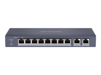 Hikvision Value Series Ds-3E0310p-E/M - Switch - Ohanterad - 8 X 10/100 (Poe+) + 2 X 10/100/1000 - Skrivbordsmodell - Poe+ (60 W)