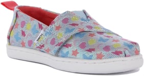 Toms Tiny Alpargata Pastel Charm Hoop Loops Girl Shoes Blue Multi  UK 4 - 10