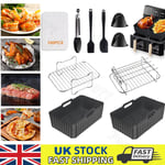 13PC Air Fryer Accessories Set Steel Rack Grill Baking Pot Dual Basket For Ninja