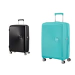 American Tourister Soundbox Spinner Suitcase, 67 cm, 81 L, Noir (Bass Black) & Soundbox - Spinner M Extensible Valise, 67 cm, 71.5/81 L, Bleu (Poolside Blue)