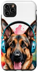 Coque pour iPhone 11 Pro Max Berger Allemand Écouteurs Chien Alsacien Animaux Imprimé