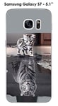 Onozo Coque Samsung Galaxy S7 Design Chat Tigre Blanc