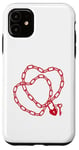 iPhone 11 Cute Womens Intertwined Heart Chain Love Lock Valentine' Day Case