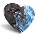 Heart MDF Coasters - Black Blue Ink Art Painting Paint  #44307