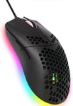 Wired Gaming Mouse,6 Rgb Lighting 6400 Dpi Programmable Usb Gaming Mice With 6 Buttons,Honeycomb Shell Ergonomic Design For Pc Gamers And Xbox And Ps4 Users -Black