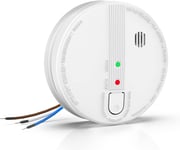 Jemay Wired Smoke Alarm, Interlinked Fire Alarm with LED Indicator and Silence B