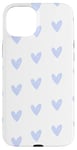 Coque pour iPhone 15 Plus Cœurs bleu clair sur fond blanc