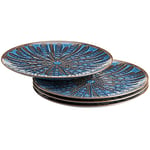 MÄSER 935075 Aquamarine Lot de 4 grandes assiettes de présentation avec glaçure passionnante en céramique, idéales également comme assiettes à pizza et assiettes de service, grès, bleu