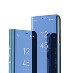 IMEIKONST Etui pour Oppo Reno 2Z, Miroir Style de Livre Makeup Smart View Stand Protecteur Housse Coque Etui à Rabat Compatible avec Oppo Reno 2Z Flip Mirror: Blue QH