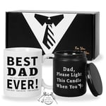 Philivivi Gifts for Dad, Mug for Father, Candle for Dad, Best Dad Ever Coffee Mug with Keychain for Birthday Christmas Gifts from Daughter Son, Fathers Day Gift