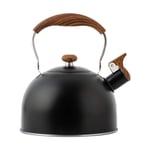 2.5L Whistling Kettle Camping with Anti-scalding Wooden Handle Gas Hob Stove Induction Kitchen Teapot Stainless Steel Coffee Tea Kettle, Suitable for All Hob/Stove Types