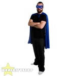 Blue Adults Superhero Cape + Mask Fancy Dress Costume Comic Film Hero Halloween