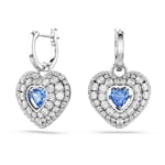 Swarovski Hyperbola drop earrings, Heart, Blue, Rhodium plated