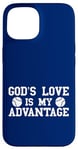 Coque pour iPhone 15 God's Love is My Advantage Christian Tennis Jesus Christ