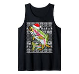 Ugly Xmas Lighting Santa Hat Rainbow Trout Fish Christmas Tank Top