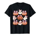 Coquette Bow Pumpkin Cute Boo Ghost Halloween Coquette Girl T-Shirt