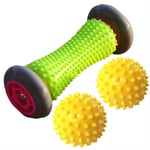 3PCS Spiky Foot Roller Massage Ball Ball Yoga Block Fitness Exercice Pilates Mousse Mousse Rouleau Corps Relax Relax Release De Relef Back Massager (Color : Yellow)
