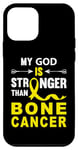 Coque pour iPhone 12 mini Ruban jaune pour sensibilisation au cancer des os avec inscription Love God Support In July