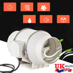 4'' Inch Inline Duct Booster Exhaust Fan Intake Out Take Ventilation Fans UK