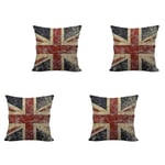 4 st Storbritanniens flag örngott, Union Jack flag vintage stil örngott kasta kudde kuddfodral 45x45 cm (stil B)