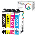 Topkolor Compatible Epson 603 603XL Ink Cartridges for Epson Expression Home XP-3100 XP-2100 XP-4100 WorkForce WF-2830 WF-2835 Printer 4 PACK