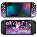 PlayVital ZealProtect Soft Protective Case for Nintendo Switch OLED, Flexible Protector Joycon Grip Cover for Nintendo Switch OLED with Thumb Grip Caps & ABXY Direction Button Caps - Dancing Notes