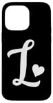 iPhone 14 Pro Max white letter L monogram initial minimalist heart graphic Case