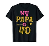 Hearts 40th Bday Tee For Papa From Son Daughter T-Shirt